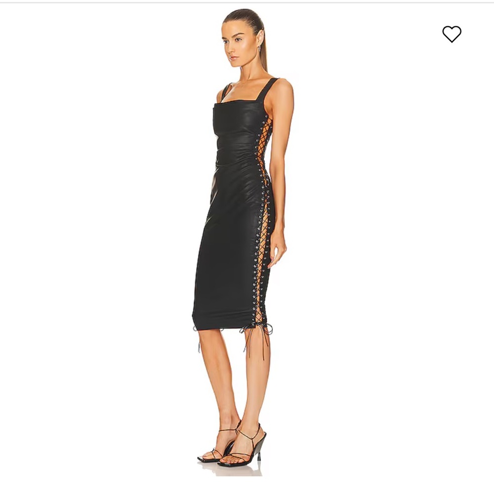 Vegan Leather Y2K Lace Up Dress